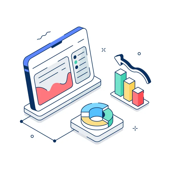 İş veri analizinin büyüleyici bir izometrik çizimi, düzenlenebilir vektör