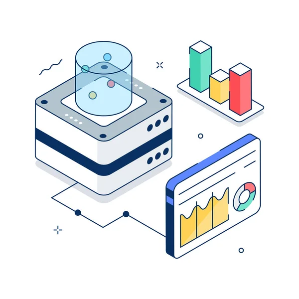 Veri biliminin bu özel kalite izometrik illüstrasyonunu indir