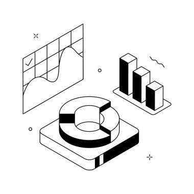 Veri analizinin son derece izometrik bir çizimi, vektör kullanmaya hazır