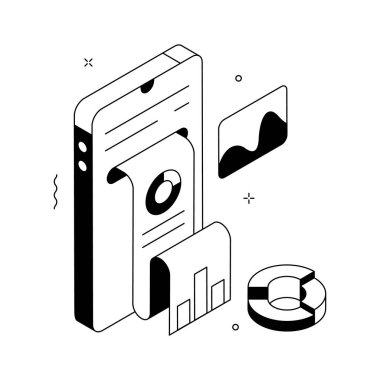 Taşınabilir veri raporunun kullanışlı bir izometrik çizimi, vektör kullanmaya hazır