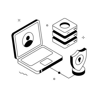 Beyaz arkaplanda izole edilmiş modern bir izometrik veri koruma gösterimi