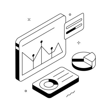 Bu yaratıcı dijital veri analizini izinde izometrik tarzda yakalayın
