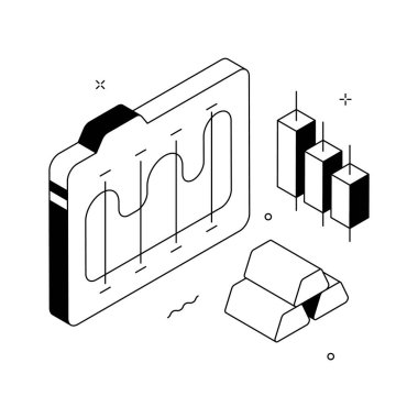 Yaratıcı bir şekilde tasarlanmış, borsanın izometrik çizimi