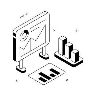 İş sunumunun modern izometrik gösterimi, düzenlenebilir vektör