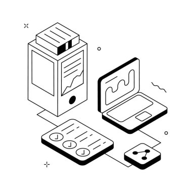 Veri paylaşımının mükemmel bir şekilde izometrik çizimi