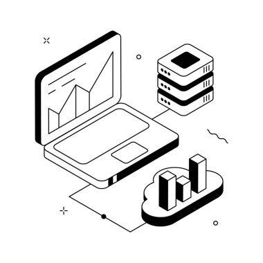 Çevrimiçi veri analizinin bu premium izometrik çizimini yakala