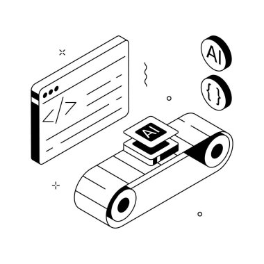 Moda tasarım tarzında otomatik veri işleme izometrik illüstrasyonuName