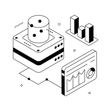 Veri biliminin bu özel kalite izometrik illüstrasyonunu indir