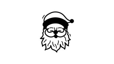 Kapaklı Noel Baba yüzünün karalama stili canlandırılmış simgesini kullanmaya hazır