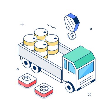 Kargo kamyonu çizimleri arazi taşımacılığını ve lojistik ulaşımı temsil ediyor