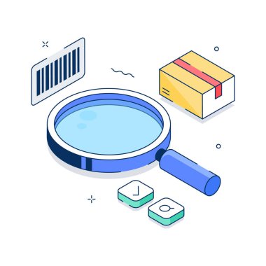 Paket aramasının bu inanılmaz izometrik illüstrasyonunu modern tarzda yakalayın