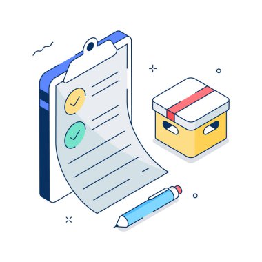 Kullanıma hazır dağıtım listesinin birinci sınıf izometrik çizimi