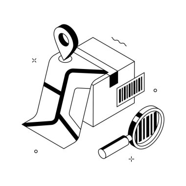 Paket takibinin yaratıcı bir şekilde izometrik çizimi