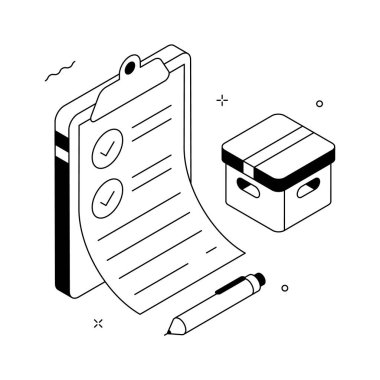 Kullanıma hazır dağıtım listesinin birinci sınıf izometrik çizimi