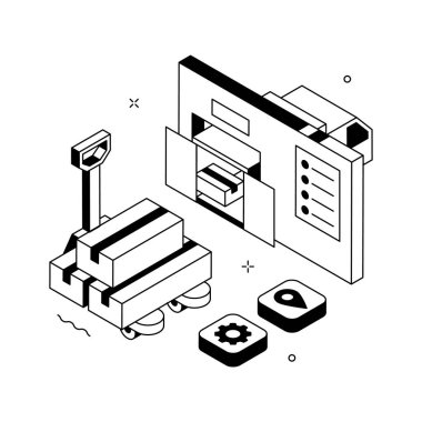 A modern isometric illustration of logistics in trendy design style