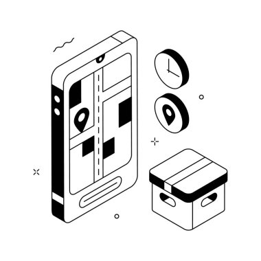 Delivery tracking illustration showing realtime shipment and logistics updates