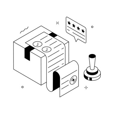 Teslimat belgeleri, düzen doğrulama konsepti izometrik illüstrasyon