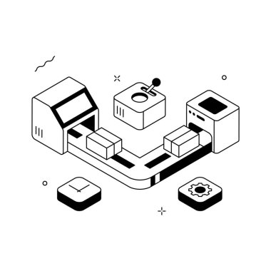Paketleme sürecinin bu inanılmaz izometrik illüstrasyonunu moda tarzında yakala