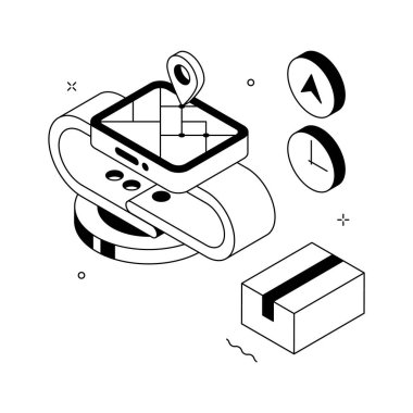 Paket takibinin mükemmel bir şekilde tasarlanmış izometrik çizimi