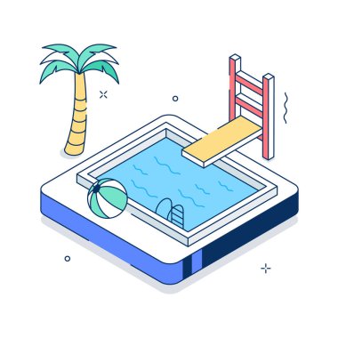 Elleriniz yüzme havuzunun bu inanılmaz izometrik çiziminde olsun.