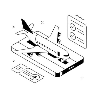 Uçuş rezervasyonunun şu inanılmaz izometrik illüstrasyonuna bir bakın.