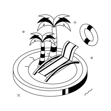 Tropikal tatil ve yaz seyahati için Isometric Palm Beach illüstrasyonu