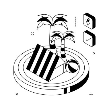 İyi tasarlanmış bir izometrik plaj çizimi.