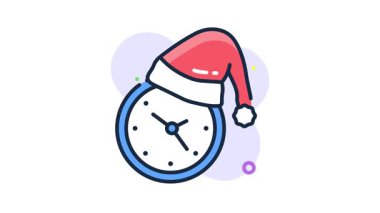 Noel saati canlandırılmış simge düz ana hatlı, modayı takip eden vektör