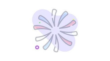 Parlak düz ana hatlı havai fişek animasyon simgesi, premium kullanıma hazır