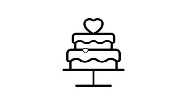 Yığılmış düğün pastası vektör tasarımı, canlandırılmış simge kullanmaya hazır