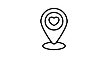 Kalp sembolü içerideki lokasyon rozeti romantik yerin canlandırılmış simgesini gösteriyor