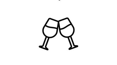 Aşk tostunun canlandırılmış simgesini simgeleyen kalbi olan şarap kadehi.