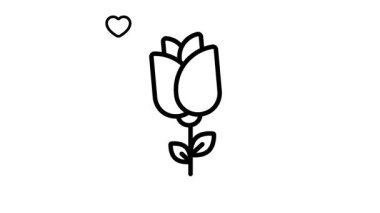 Modern tarzda gül çiçeği vektör tasarımı, düzenlenebilir canlandırma simgesi