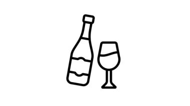 Cam kaplı bir şişe şampanya, parti kutlama vektörü tasarımı.