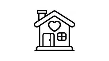 Aşk evi animasyon simgesi, sevimli, sevgililer günü, aile ve ev konsepti taşıyıcısı