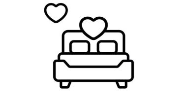 Balayı, düğün yatağı vektör tasarımı