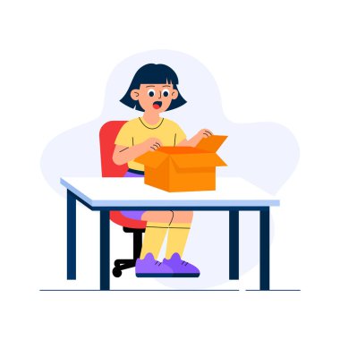 Ürünün boks sahnesinin modern düz çizimi