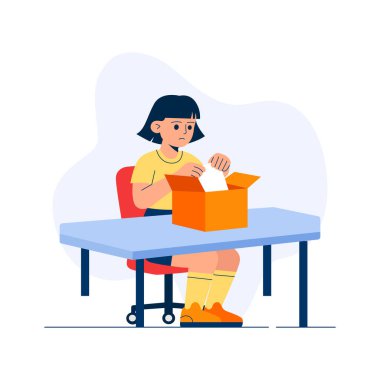 Paketleme iş akışını gösteren düz bir illüstrasyon