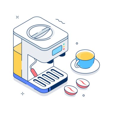 Düzenlenebilir vektör olan kahve makinesi uygulamasının izole bir çizimi