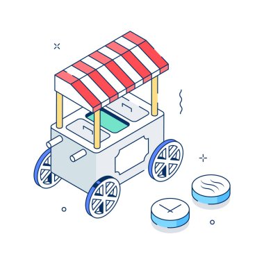 Yemek tezgahının büyüleyici bir izometrik çizimi