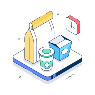 Paketlemenin modern bir izometrik çizimi