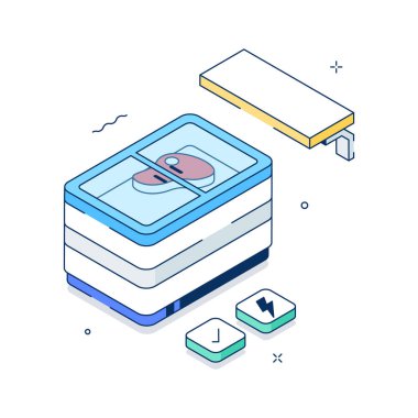 Soğuk hava depolama tesisinin iyi tasarlanmış bir izometrik çizimi