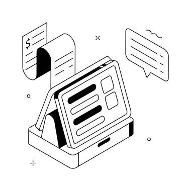 Dijital gıda sipariş panelini sunan düzenlenebilir izometrik bir illüstrasyon