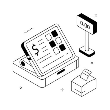 Perakende para sayacının izometrik illüstrasyonunu düzenlemek kolay