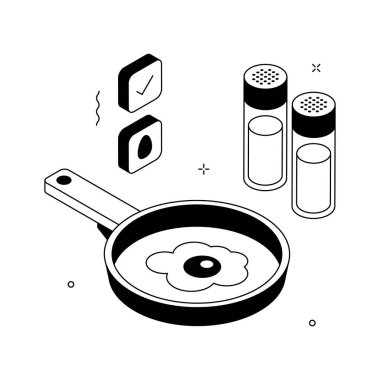Görsel olarak memnun edici bir izometrik yumurta tabağı.