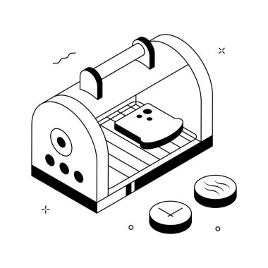 Tost makinesi fırınının izometrik illüstrasyonunu düzenlemek kolay