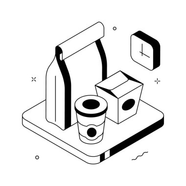 Paketlemenin modern bir izometrik çizimi
