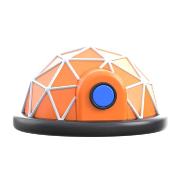 Ay üssünün gelecekteki 3D simgesi, uzay kolonisi kavramları illüstrasyon