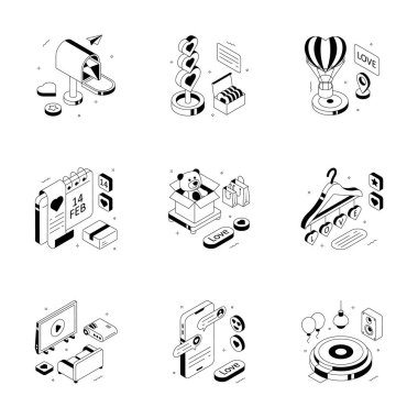 Modern tarzda hazırlanmış şu muhteşem sevgililer günü izometrik çizimlerine bir bakın.