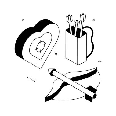 Aşk okunun Isometric illüstrasyonu aşk bağlantısını sembolize ediyor, kullanılmaya hazır